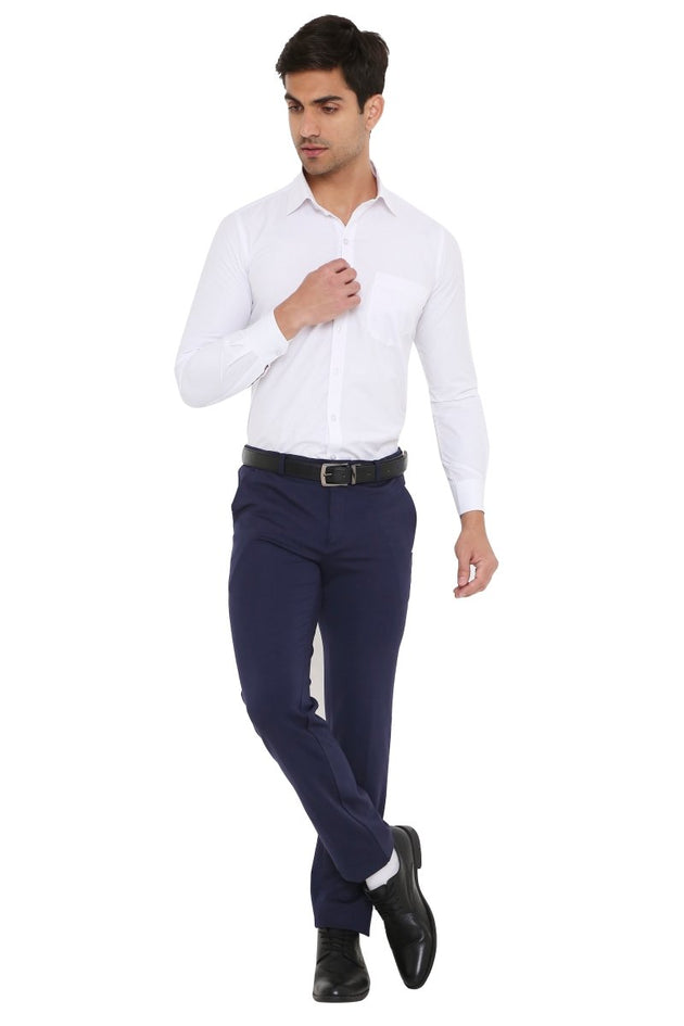 Men's Solid Lycra Stretch Formal Trouser - Uwears®