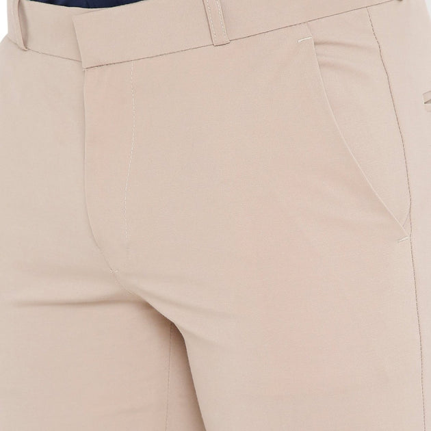 Men's Solid Lycra Stretch Formal Trouser - Uwears®