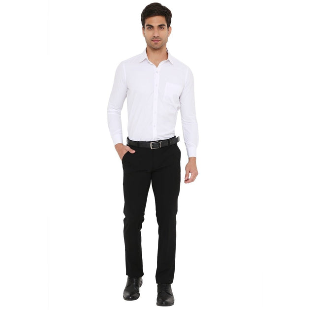 Men's Solid Lycra Stretch Formal Trouser - Uwears®