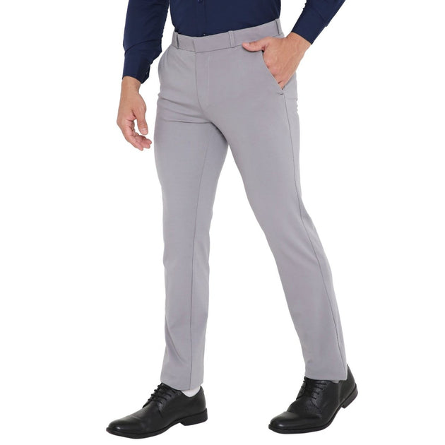 Men's Solid Lycra Stretch Formal Trouser - Uwears®