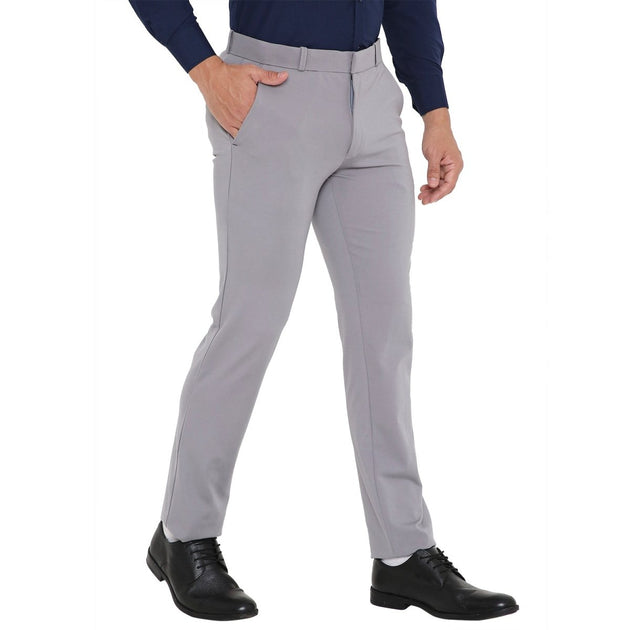 Men's Solid Lycra Stretch Formal Trouser - Uwears®