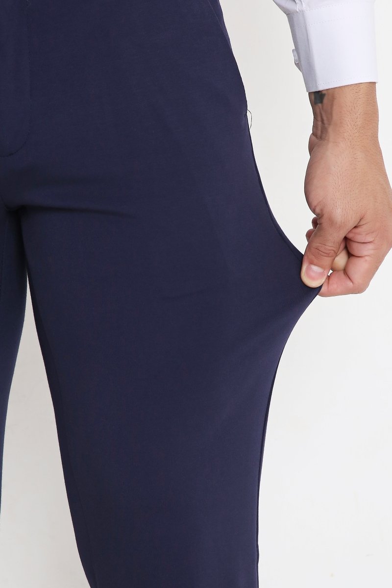 Men's Solid Lycra Stretch Formal Trouser - Uwears®