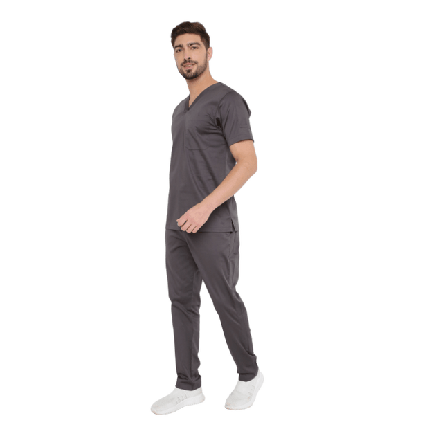 Men's Stretch Scrub Suit LYCO V - 2 Free Embroidery (SLIM FIT) - Uwears®