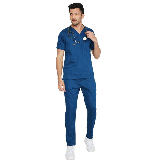 Men's Stretch Scrub Suit LYCO V - 2 Free Embroidery (SLIM FIT) - Uwears®