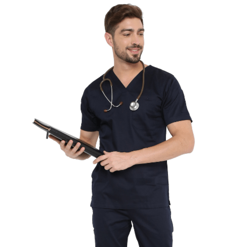 Men's Stretch Scrub Suit LYCO V - 2 Free Embroidery (SLIM FIT) - Uwears®