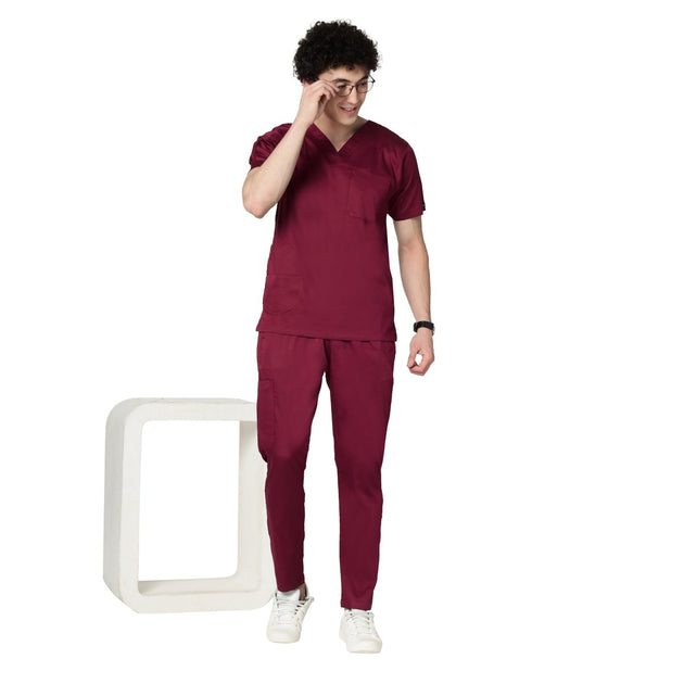 Men's Stretch Scrub Suit LYCO V - 2 Free Embroidery (SLIM FIT) - Uwears®