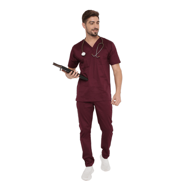 Men's Stretch Scrub Suit LYCO V - 2 Free Embroidery (SLIM FIT) - Uwears®