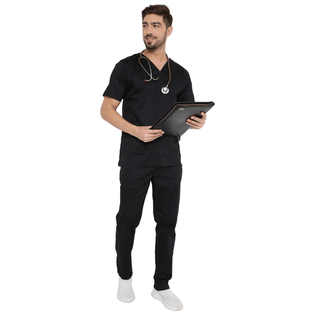 Men's Stretch Scrub Suit LYCO V - 2 Free Embroidery (SLIM FIT) - Uwears®