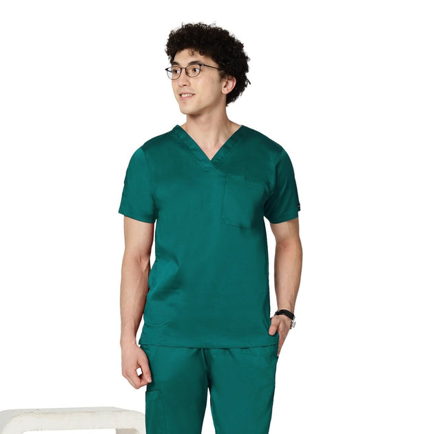Men's Stretch Scrub Suit LYCO V - 2 Free Embroidery (SLIM FIT) - Uwears®