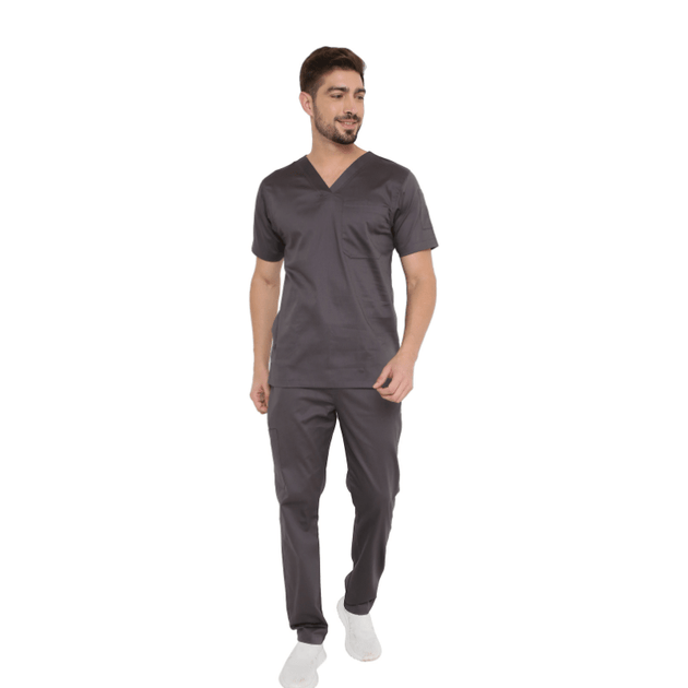 Men's Stretch Scrub Suit LYCO V - 2 Free Embroidery (SLIM FIT) - Uwears®
