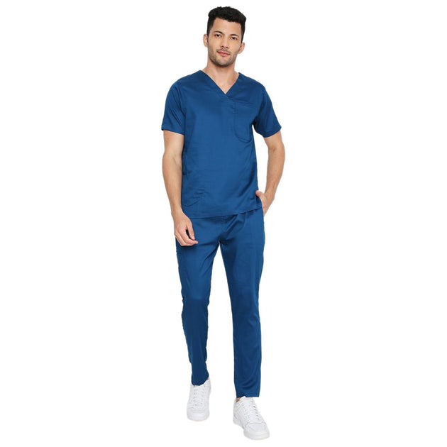 Men's Stretch Scrub Suit LYCO V - 2 Free Embroidery (SLIM FIT) - Uwears®