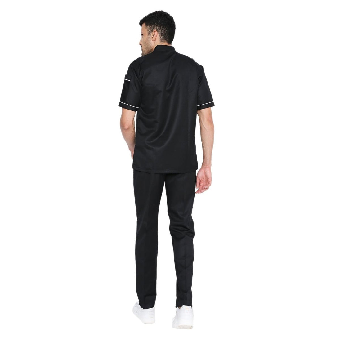 Modern Half Sleeve Chef Coat Snap Button (Black/White) - Free Embroidery - Uwears®