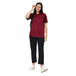 Modern Half Sleeve Chef Coat Snap Button (Maroon/Black) - Free Embroidery - Uwears®