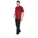 Modern Half Sleeve Chef Coat Snap Button (Maroon/Black) - Free Embroidery - Uwears®