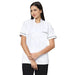 Modern Half Sleeve Chef Coat Snap Button (White/Black) - Free Embroidery - Uwears®