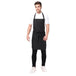 Set of 4 black aprons laid out — bulk order with free logo printing