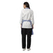 Set of 4 ceil blue aprons laid out — bulk order free logo printing