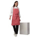 Custom logo on coral pink kitchen aprons — free embroidery bulk order India