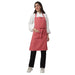 Pack of 4 coral pink kitchen aprons front view — bulk cafe uniform India