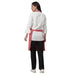 Pack of 4 coral pink aprons on model — restaurant and cafe uniform