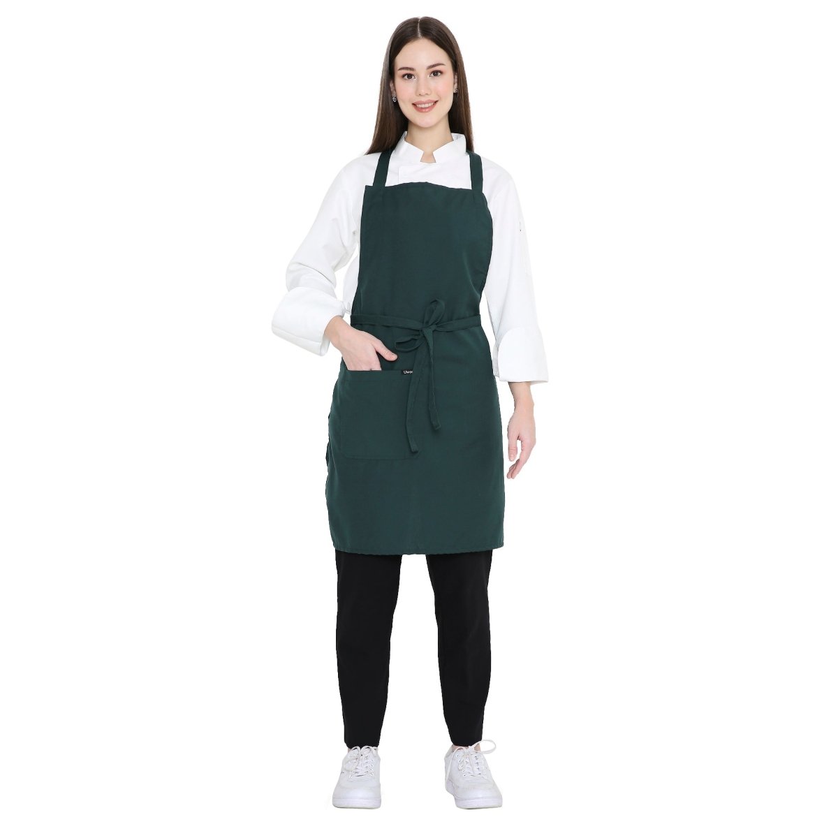 Pack of 4 Kitchen Apron (Dark Green) - Free Logo - Uwears®