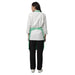 Set of 4 light green aprons laid out — bulk order free logo printing