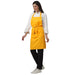 Pack of 4 mustard yellow aprons on model — hotel and cafe staff uniform