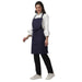 Pack of 4 navy blue kitchen aprons front view — bulk restaurant uniform India
