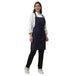 Navy blue apron pocket detail — deep front pocket for kitchen staff