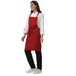 Custom logo on red kitchen aprons — free embroidery bulk order India