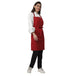 Pack of 4 red kitchen aprons front view — bulk restaurant uniform India
