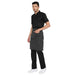 Set of 4 black white waist aprons laid out — bulk order free logo printing