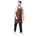 Canvas apron leather neck strap and buckle close-up — adjustable fit