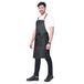Premium Denim Apron with Leather Strap (Black Grey) - Free Embroidery - Uwears®