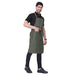 Premium Denim Apron with Leather Strap (Olive Green) - Free Embroidery - Uwears®