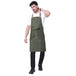 Premium Denim Apron with Leather Strap (Olive Green) - Free Embroidery - Uwears®