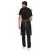 Blue brown denim kitchen apron on model — premium cafe and bar uniform India