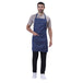 Classic blue denim apron back view showing waist tie