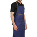 Custom embroidery on dark denim kitchen apron — free logo embroidery