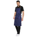 Dark denim apron front pocket detail — deep storage