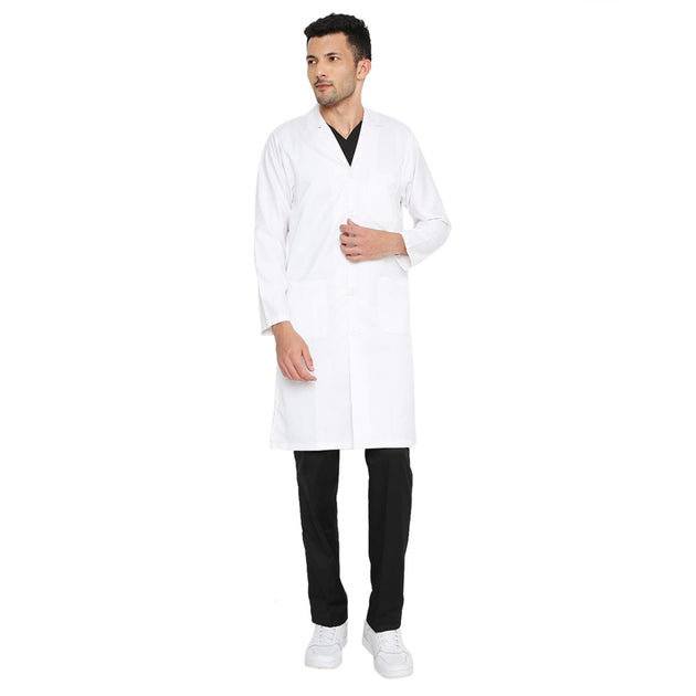 Premium Men's Long Doctor Apron Coat / Lab Coat Full Sleeves - Free Embroidery - Uwears®