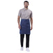 Classic blue denim apron back view showing tie knot