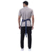 Classic blue denim service apron on model — cafe and restaurant uniform India