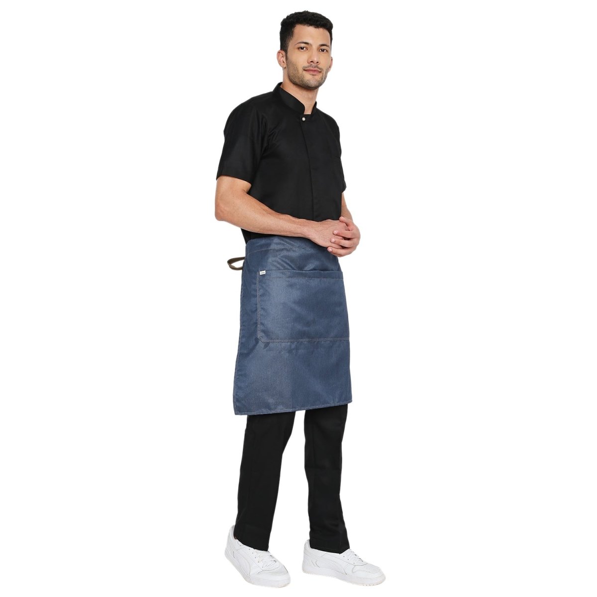 Premium Service Waist Apron (Classic Blue/Brown) - Free Embroidery - Uwears®