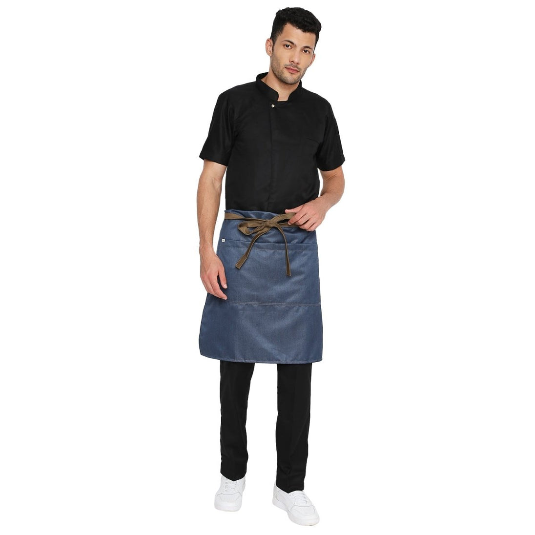 Premium Service Waist Apron (Classic Blue/Brown) - Free Embroidery - Uwears®