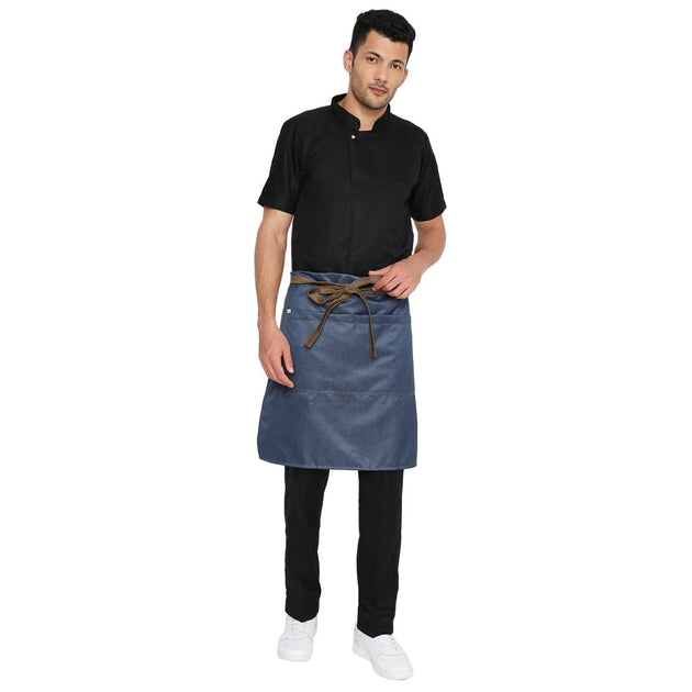 Premium Service Waist Apron (Classic Blue/Brown) - Free Embroidery - Uwears®
