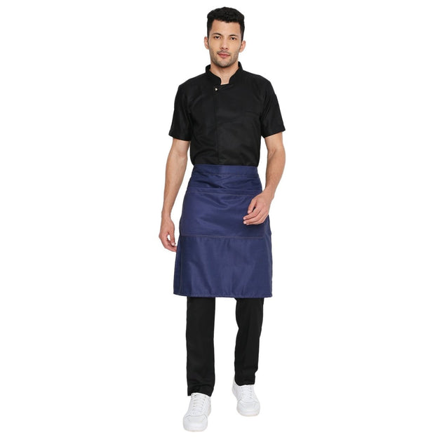 Premium Service Waist Apron (Dark Blue/Brown) - Free Embroidery - Uwears®