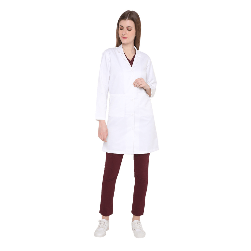 Premium Women's Long Doctor Apron Coat / Lab Coat Full Sleeves - Free Embroidery - Uwears®