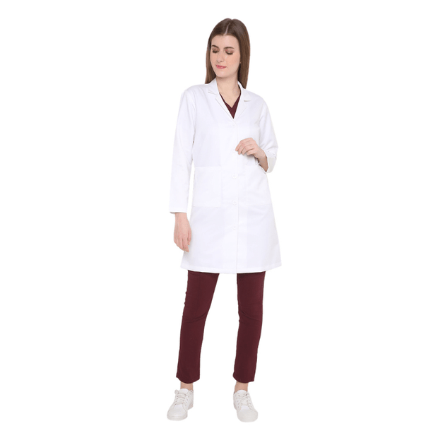 Premium Women's Long Doctor Apron Coat / Lab Coat Full Sleeves - Free Embroidery - Uwears®
