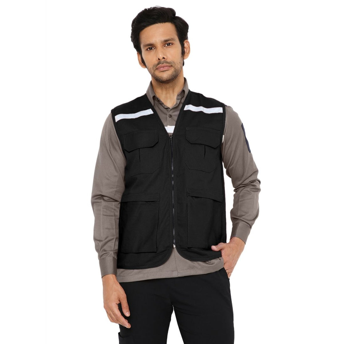 Safety Jacket High Quality with Reflective Tape - Black - Uwears®